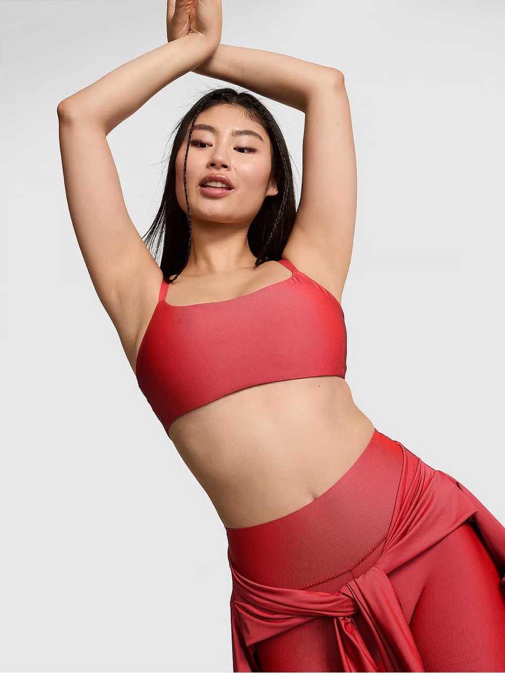 PINK IRIDESCENT SQUARE-NECK SPORTS BRA
